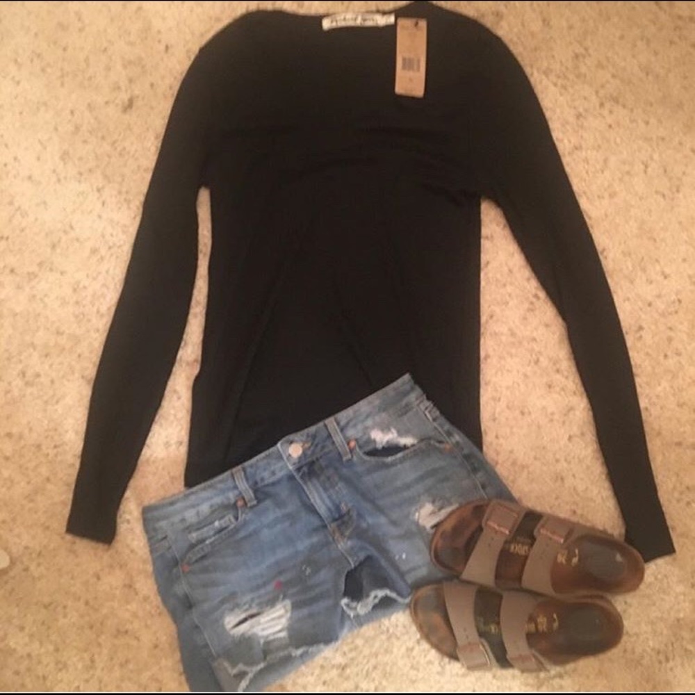 NWT Michael Stars Black Stretch Long Sleeve Top